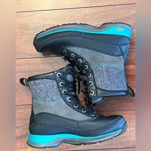 UGG Black and Gray Boots with Teal Highlights